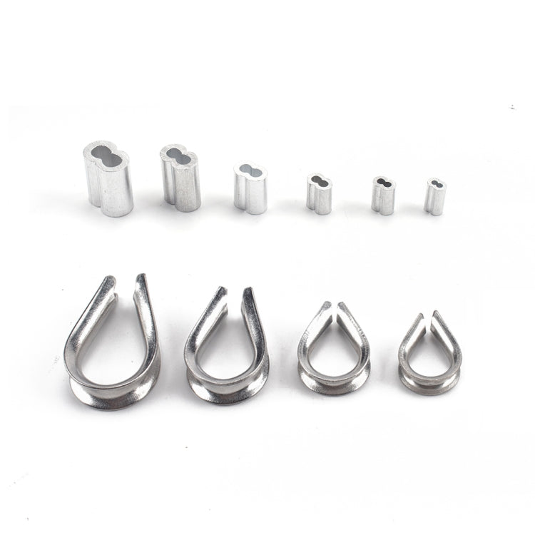 195 PCS M2 / M3 / M4 / M5 304 Stainless Steel Cable Rope Thimble Triangle Ring with 8-shaped Aluminum Cover