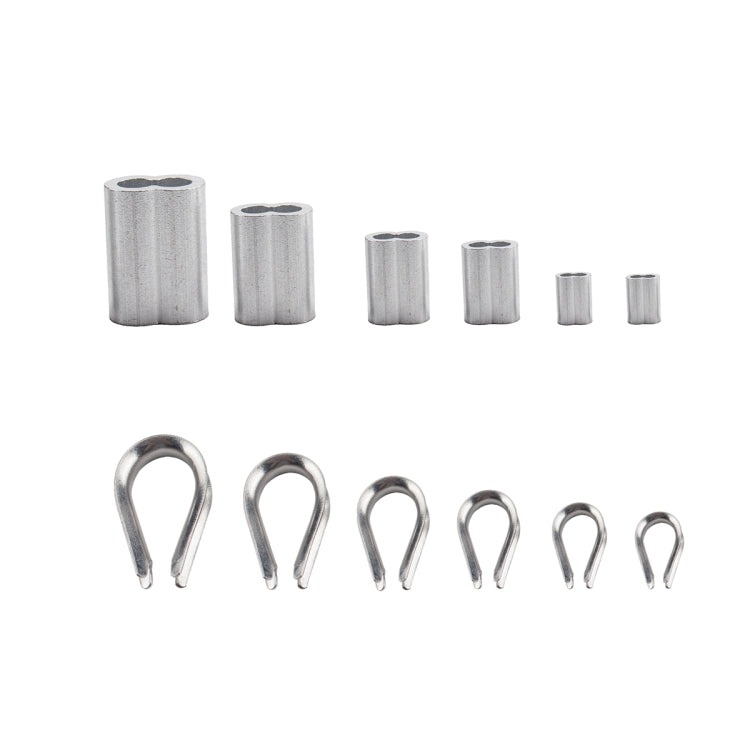 240 PCS M1.5 / M2 / M3 / M4 / M5 / M6 304 Stainless Steel Cable Rope Thimble Triangle Ring with 8-shaped Aluminum Cover