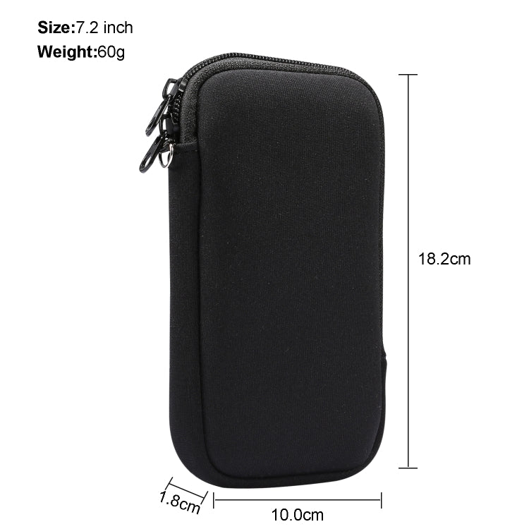Universal Elasticity Zipper Protective Case Storage Bag with Lanyard For Huawei Mate 20 X / 7.2 inch Smart Phones
