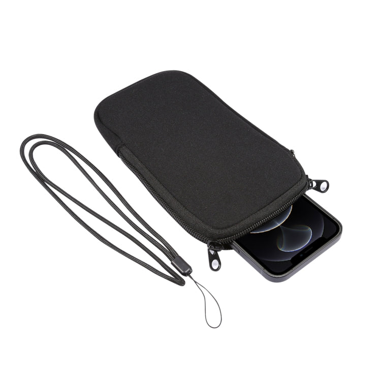 Universal Elasticity Zipper Protective Case Storage Bag with Lanyard For Huawei Mate 20 X / 7.2 inch Smart Phones