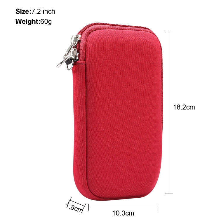 Universal Elasticity Zipper Protective Case Storage Bag with Lanyard For Huawei Mate 20 X / 7.2 inch Smart Phones