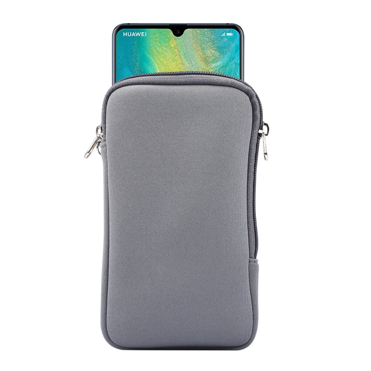 Universal Elasticity Zipper Protective Case Storage Bag with Lanyard For Huawei Mate 20 X / 7.2 inch Smart Phones