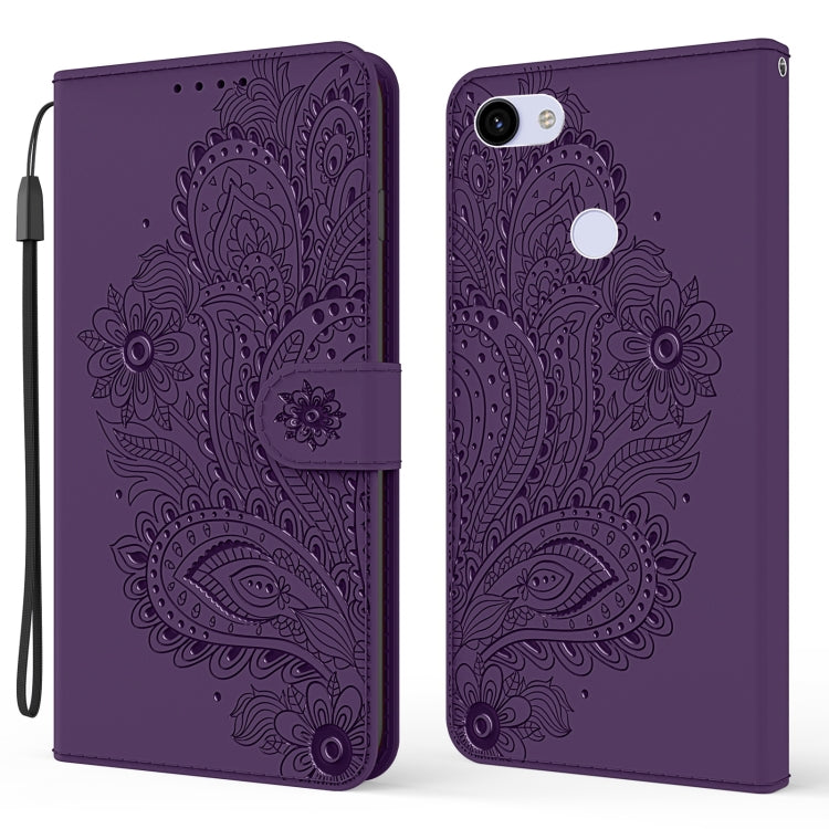 For Google Pixel 3a Peacock Embossed Pattern Horizontal Flip Leather Case with Holder & Card Slots & Wallet & Lanyard