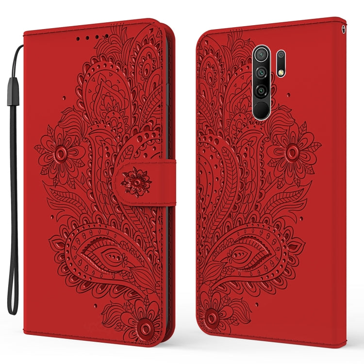 For Xiaomi Redmi 9 Peacock Embossed Pattern Horizontal Flip Leather Case with Holder & Card Slots & Wallet & Lanyard