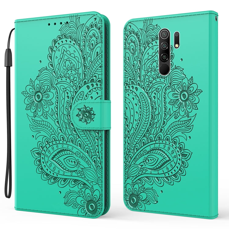 For Xiaomi Redmi 9 Peacock Embossed Pattern Horizontal Flip Leather Case with Holder & Card Slots & Wallet & Lanyard