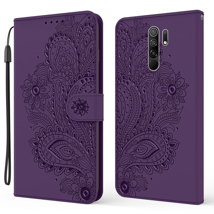 For Xiaomi Redmi 9 Peacock Embossed Pattern Horizontal Flip Leather Case with Holder & Card Slots & Wallet & Lanyard