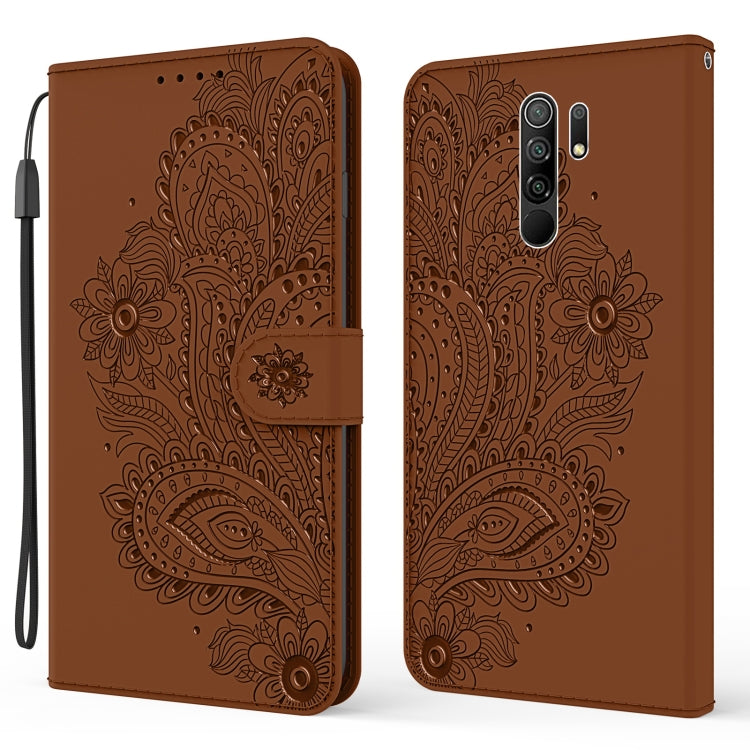For Xiaomi Redmi 9 Peacock Embossed Pattern Horizontal Flip Leather Case with Holder & Card Slots & Wallet & Lanyard