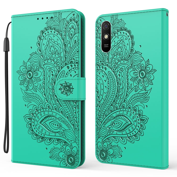 For Xiaomi Redmi 9A Peacock Embossed Pattern Horizontal Flip Leather Case with Holder & Card Slots & Wallet & Lanyard