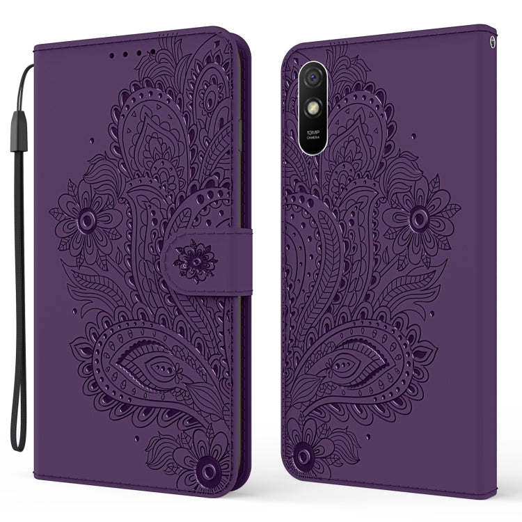 For Xiaomi Redmi 9A Peacock Embossed Pattern Horizontal Flip Leather Case with Holder & Card Slots & Wallet & Lanyard