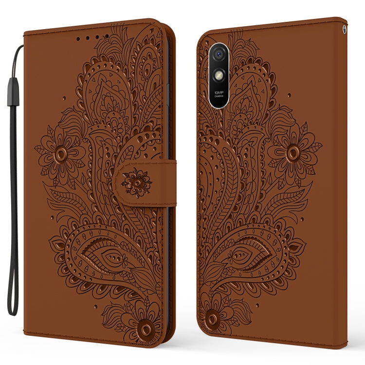 For Xiaomi Redmi 9A Peacock Embossed Pattern Horizontal Flip Leather Case with Holder & Card Slots & Wallet & Lanyard