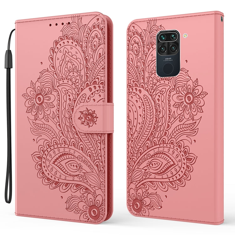 For Xiaomi Redmi Note 9 Peacock Embossed Pattern Horizontal Flip Leather Case with Holder & Card Slots & Wallet & Lanyard