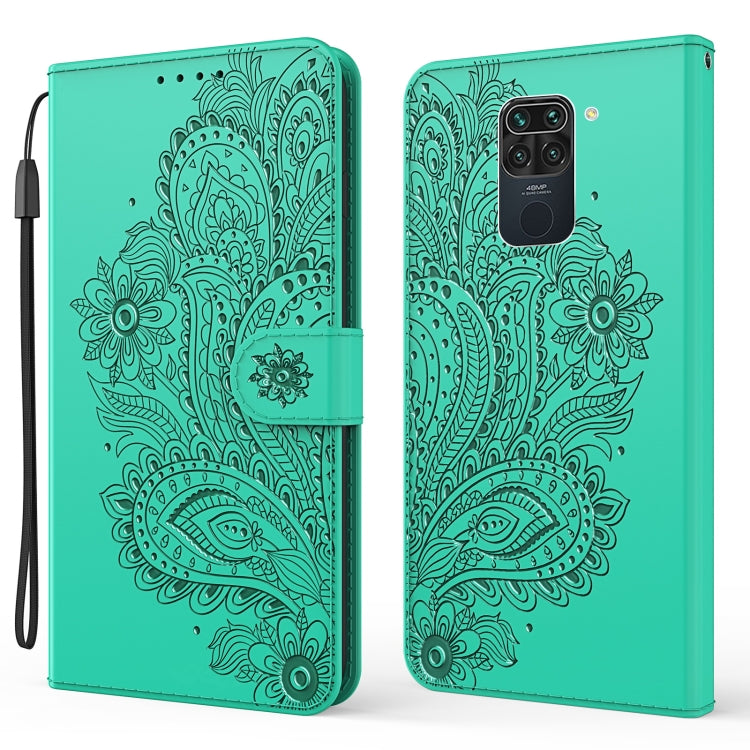 For Xiaomi Redmi Note 9 Peacock Embossed Pattern Horizontal Flip Leather Case with Holder & Card Slots & Wallet & Lanyard