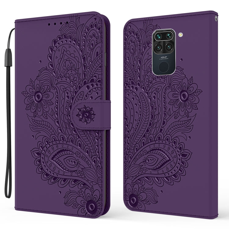 For Xiaomi Redmi Note 9 Peacock Embossed Pattern Horizontal Flip Leather Case with Holder & Card Slots & Wallet & Lanyard