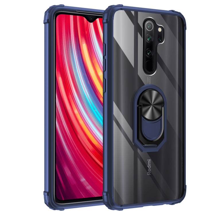 For Xiaomi Redmi Note 8 Pro Shockproof Transparent TPU + Acrylic Protective Case with Ring Holder