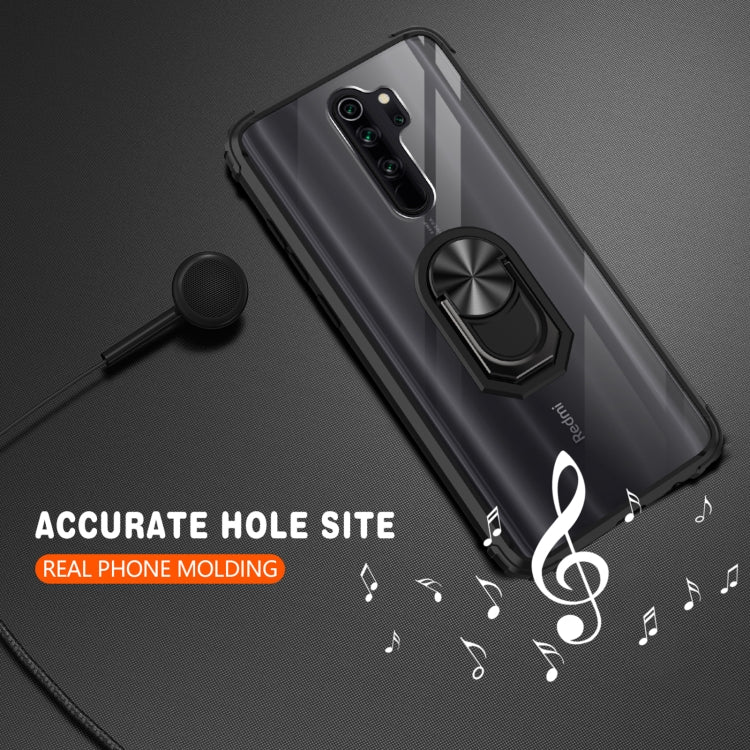 For Xiaomi Redmi Note 8 Pro Shockproof Transparent TPU + Acrylic Protective Case with Ring Holder