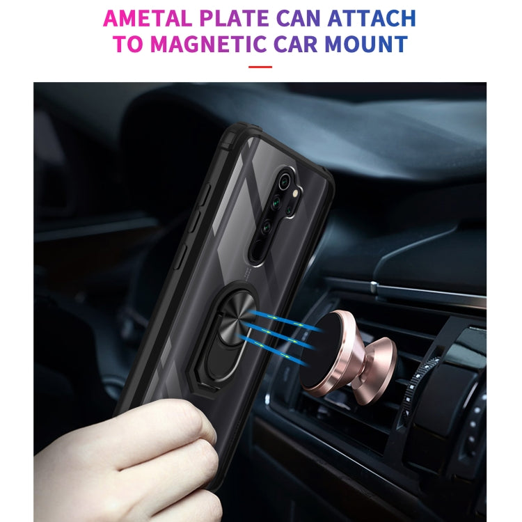 For Xiaomi Redmi Note 8 Pro Shockproof Transparent TPU + Acrylic Protective Case with Ring Holder