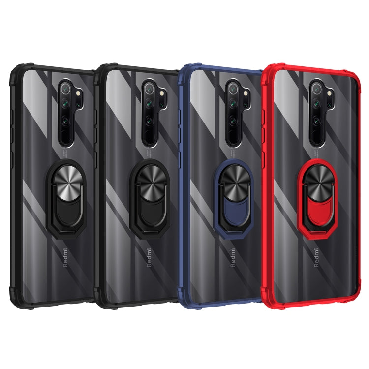 For Xiaomi Redmi Note 8 Pro Shockproof Transparent TPU + Acrylic Protective Case with Ring Holder