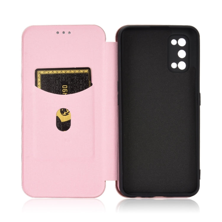 For OPPO Realme 7 Pro Carbon Fiber Texture Horizontal Flip TPU + PC + PU Leather Case with Card Slot