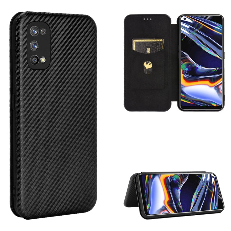 For OPPO Realme 7 Pro Carbon Fiber Texture Horizontal Flip TPU + PC + PU Leather Case with Card Slot