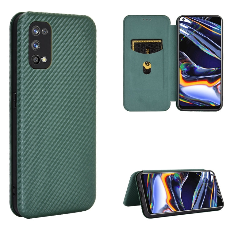 For OPPO Realme 7 Pro Carbon Fiber Texture Horizontal Flip TPU + PC + PU Leather Case with Card Slot