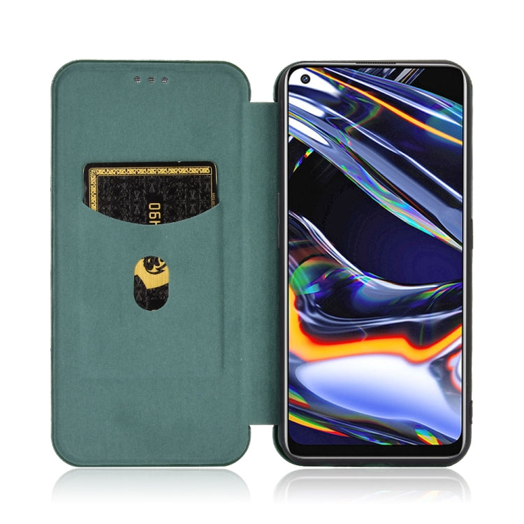 For OPPO Realme 7 Pro Carbon Fiber Texture Horizontal Flip TPU + PC + PU Leather Case with Card Slot