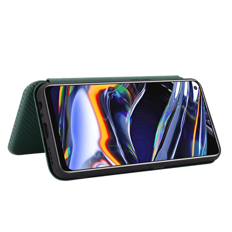 For OPPO Realme 7 Pro Carbon Fiber Texture Horizontal Flip TPU + PC + PU Leather Case with Card Slot