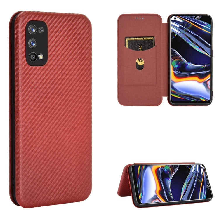 For OPPO Realme 7 Pro Carbon Fiber Texture Horizontal Flip TPU + PC + PU Leather Case with Card Slot