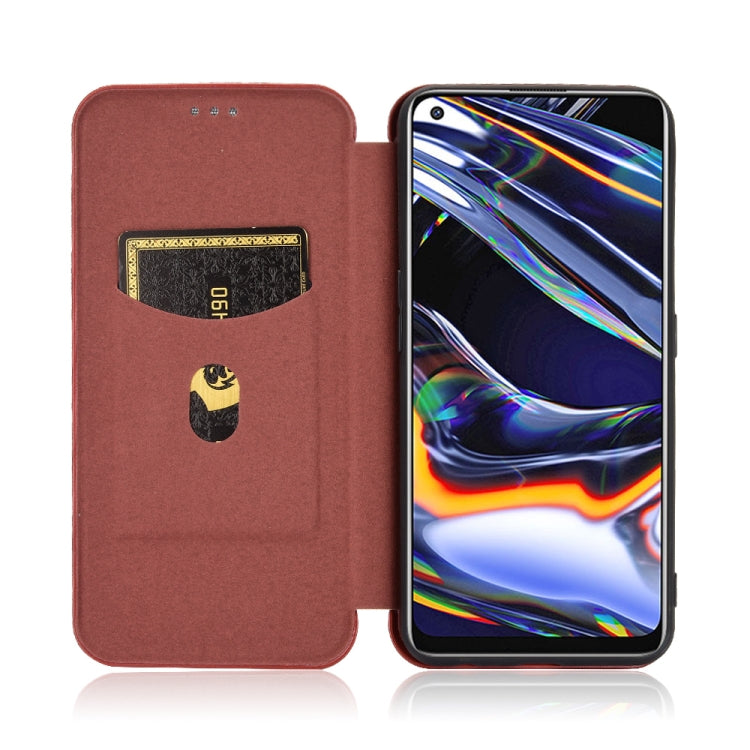 For OPPO Realme 7 Pro Carbon Fiber Texture Horizontal Flip TPU + PC + PU Leather Case with Card Slot