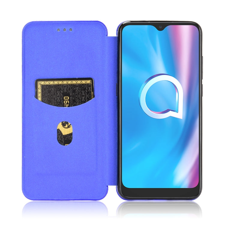 For Alcatel 1SE 2020 Carbon Fiber Texture Horizontal Flip TPU + PC + PU Leather Case with Card Slot
