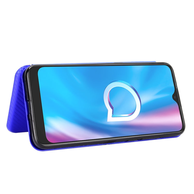 For Alcatel 1SE 2020 Carbon Fiber Texture Horizontal Flip TPU + PC + PU Leather Case with Card Slot