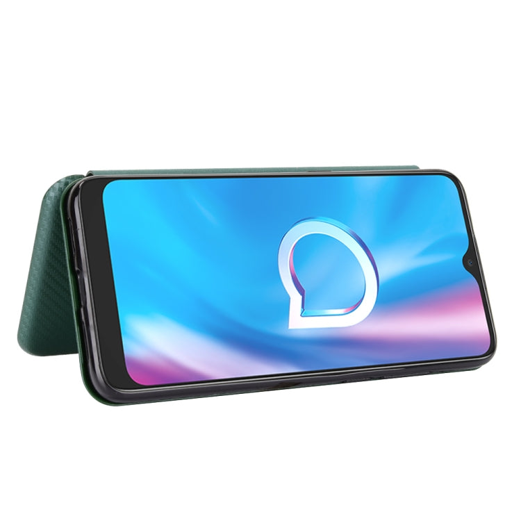 For Alcatel 1SE 2020 Carbon Fiber Texture Horizontal Flip TPU + PC + PU Leather Case with Card Slot