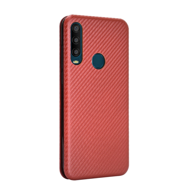 For Alcatel 1SE 2020 Carbon Fiber Texture Horizontal Flip TPU + PC + PU Leather Case with Card Slot