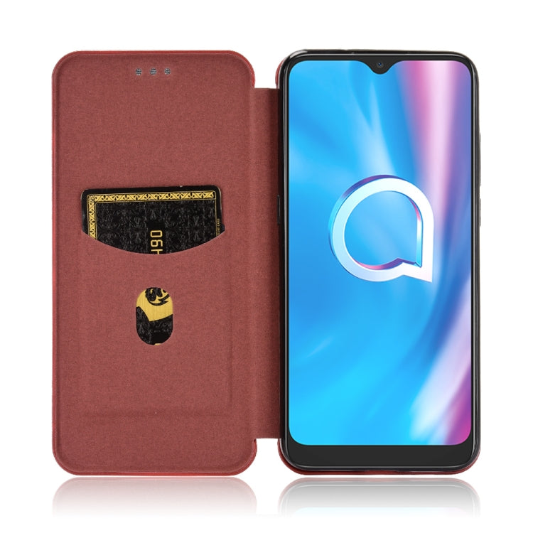 For Alcatel 1SE 2020 Carbon Fiber Texture Horizontal Flip TPU + PC + PU Leather Case with Card Slot
