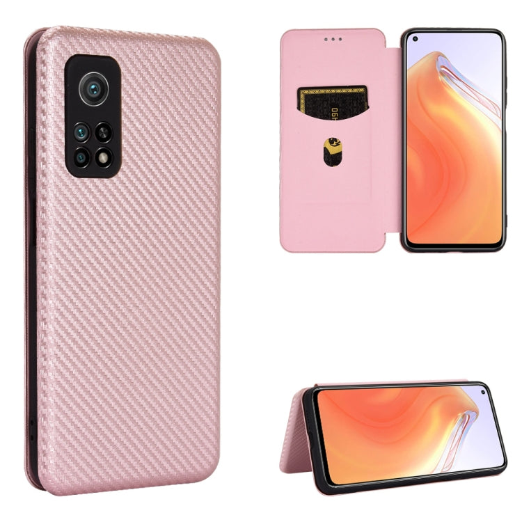 For Xiaomi Mi 10T Carbon Fiber Texture Horizontal Flip TPU + PC + PU Leather Case with Card Slot