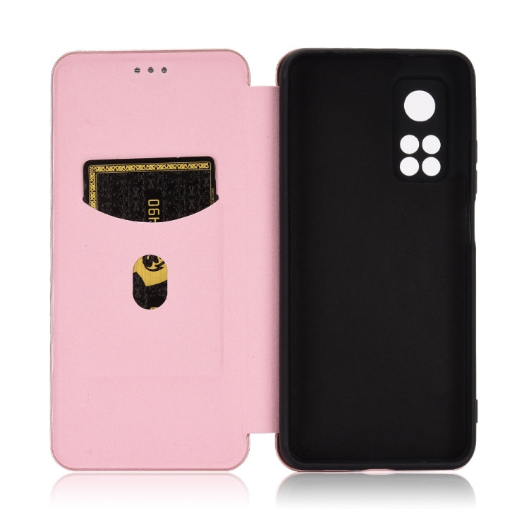 For Xiaomi Mi 10T Carbon Fiber Texture Horizontal Flip TPU + PC + PU Leather Case with Card Slot