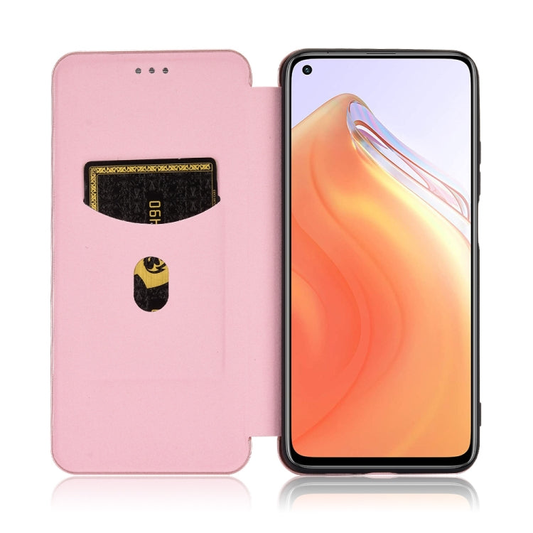 For Xiaomi Mi 10T Carbon Fiber Texture Horizontal Flip TPU + PC + PU Leather Case with Card Slot