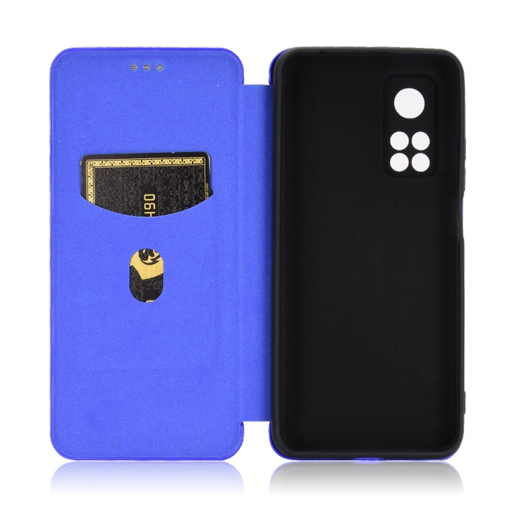 For Xiaomi Mi 10T Carbon Fiber Texture Horizontal Flip TPU + PC + PU Leather Case with Card Slot