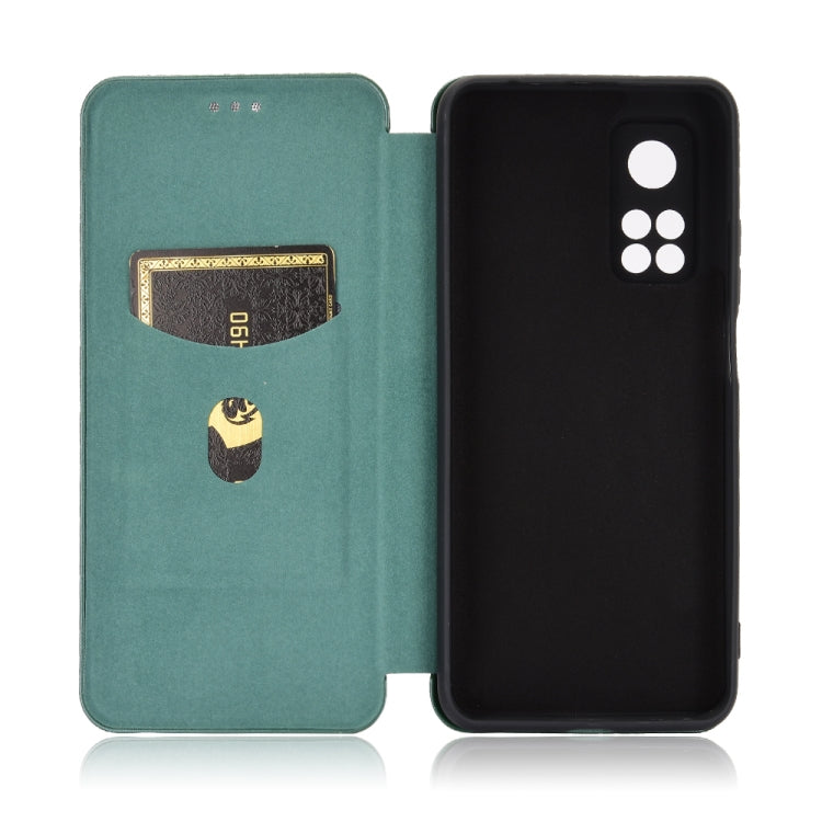 For Xiaomi Mi 10T Carbon Fiber Texture Horizontal Flip TPU + PC + PU Leather Case with Card Slot