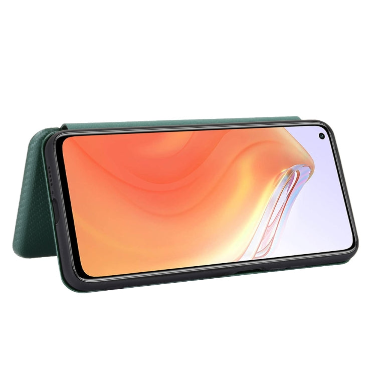 For Xiaomi Mi 10T Carbon Fiber Texture Horizontal Flip TPU + PC + PU Leather Case with Card Slot