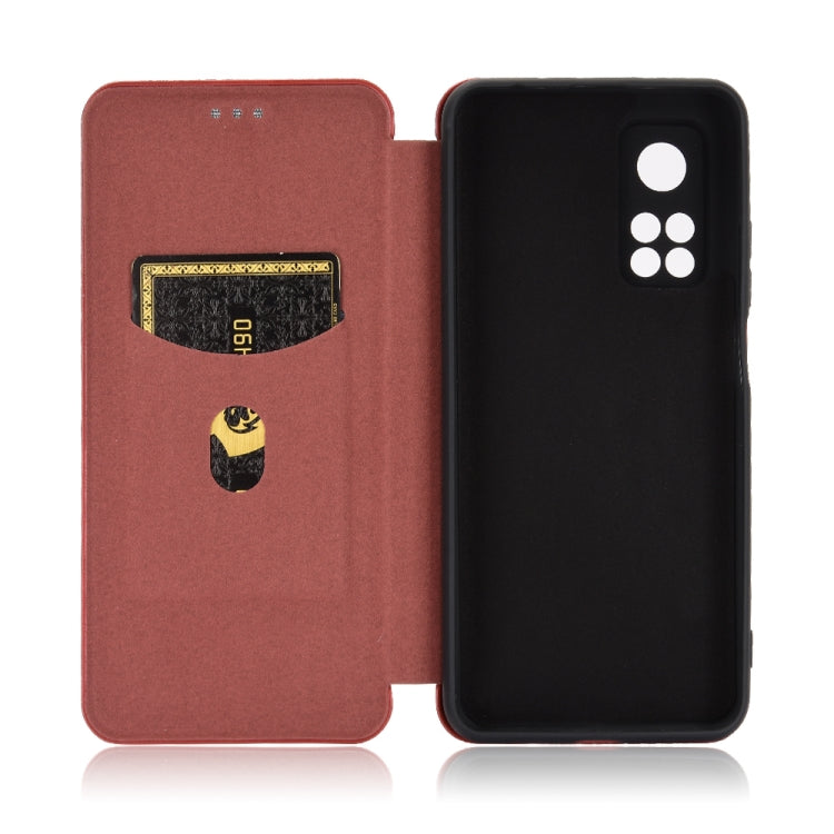 For Xiaomi Mi 10T Carbon Fiber Texture Horizontal Flip TPU + PC + PU Leather Case with Card Slot