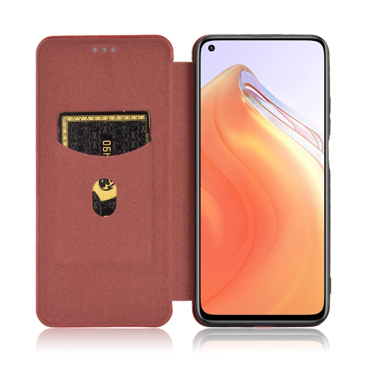 For Xiaomi Mi 10T Carbon Fiber Texture Horizontal Flip TPU + PC + PU Leather Case with Card Slot