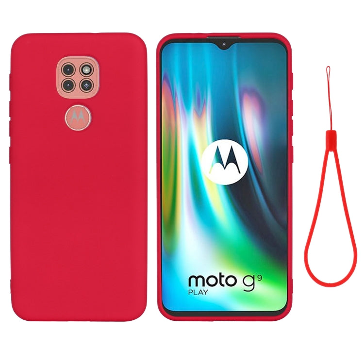 For Motorola Moto G9 Play Pure Color Liquid Silicone Shockproof Full Coverage Case