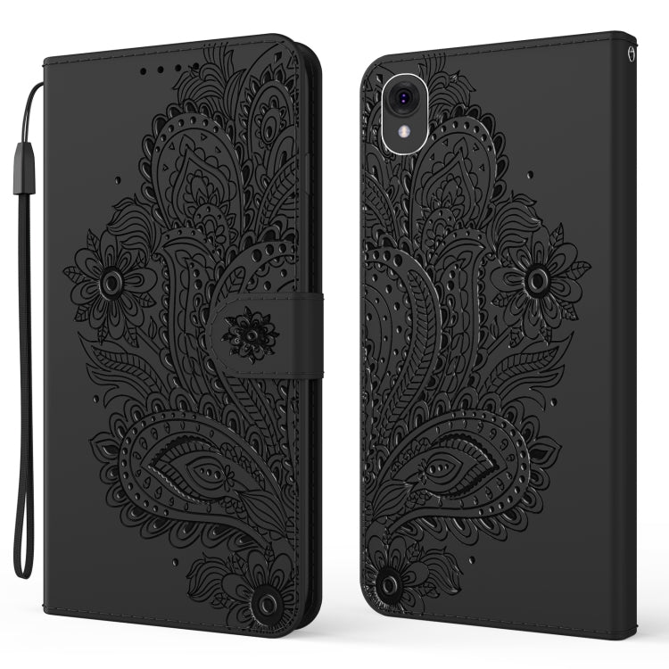 For Motorola Moto E6 Peacock Embossed Pattern Horizontal Flip Leather Case with Holder & Card Slots & Wallet & Lanyard