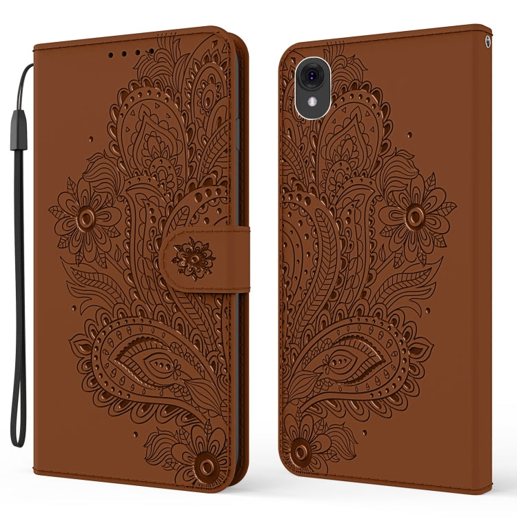 For Motorola Moto E6 Peacock Embossed Pattern Horizontal Flip Leather Case with Holder & Card Slots & Wallet & Lanyard