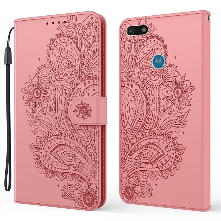 For Motorola Moto E6 Play Peacock Embossed Pattern Horizontal Flip Leather Case with Holder & Card Slots & Wallet & Lanyard