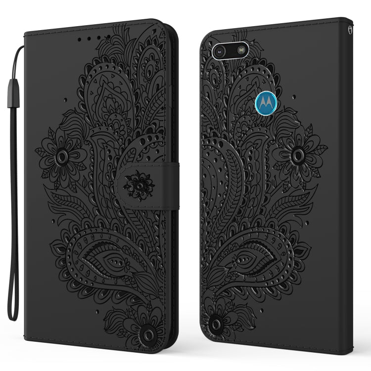 For Motorola Moto E6 Play Peacock Embossed Pattern Horizontal Flip Leather Case with Holder & Card Slots & Wallet & Lanyard