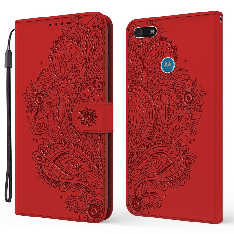 For Motorola Moto E6 Play Peacock Embossed Pattern Horizontal Flip Leather Case with Holder & Card Slots & Wallet & Lanyard
