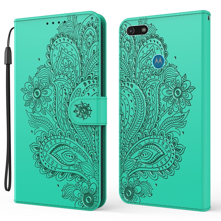 For Motorola Moto E6 Play Peacock Embossed Pattern Horizontal Flip Leather Case with Holder & Card Slots & Wallet & Lanyard