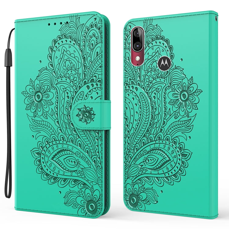 For Motorola Moto E6 Plus Peacock Embossed Pattern Horizontal Flip Leather Case with Holder & Card Slots & Wallet & Lanyard