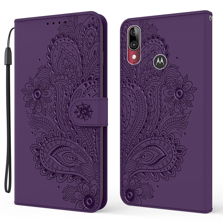 For Motorola Moto E6 Plus Peacock Embossed Pattern Horizontal Flip Leather Case with Holder & Card Slots & Wallet & Lanyard